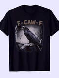 Men's T-Shirt F Caw F Dark Misty Forest With Perching Raven And Moonlight Branches Raven