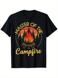 Men's T-Shirt Master Of The Campfire Glowing Sunset Fire With Pine Trees And Burning Logs Campfire