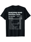 Men's T-Shirt Marching Band Nutrition Facts Humorous Ingredients With Typographic White Print T Shirt