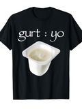 Men's T-Shirt Gurt Yo White Plastic Yogurt Cup With Creamy Swirl Printed On Black Shirt