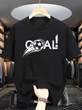 Men's T-Shirt Goal With Speeding Soccer Ball Graphic Among Bold Letters T Shirt
