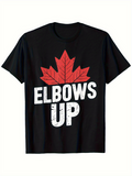 Men's T-Shirt Elbows Up Bold White Text Over Red Maple Leaf