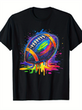Men's T-Shirt Colorful Neon Splatter Paint With Melting Abstract Football