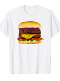 Men's T-Shirt Juicy Cheeseburger With Fresh Lettuce And Bright Tomato Under Soft Bun Hamburger