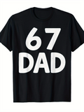 Men's T-Shirt Bold White Numbers And Letters On Black Cotton Dad T Shirt