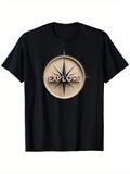 Men's T-Shirt Explore Vintage Golden Compass Design With Shaded Star Accents Compass