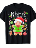Men's T-Shirt Nana Christmas Lights With Gingerbread Cookies Surrounded By Festive Ornaments Reindeer
