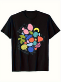 Men's T-Shirt Playful Abstract Shapes With Colorful Patterns Centered On T Shirt