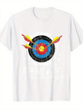 Men's T-Shirt Three Yellow Arrows Hitting Colorful Target Bullseye Archery Pattern