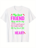 Men's T-Shirt Colorful Lettering With Decorative Hearts Best Friend Sister Heart