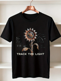 Men's T-Shirt Track The Light Sunflower Among Metallic Effects Dotted Light Beams