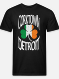 Men's T-Shirt Corktown Detroit Distressed Tricolor Shamrock Surrounded By Vintage Lettering