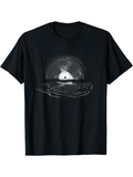 Men's T-Shirt Retro Water Reflection With Vinyl Record And Sunrise Effect