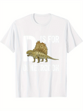 Men's T-Shirt P Is For Dinosaur With Ancient Spikes And Prehistoric Landscape Dimetrodon