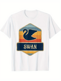 Men's T-Shirt Retro Sunset Badge With Silhouette Bird And Bold Swan