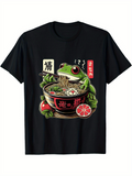 Men's T-Shirt Chopsticks Holding Hot Noodles Sitting Frog In Ramen Bowl