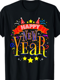 Men's T-Shirt Happy New Year Colorful Party Confetti Banners And Shining Stars Celebration