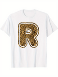Men's T-Shirt Bold Leopard Print R Pattern Letter