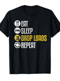 Men's T-Shirt Eat Sleep Drop Loads Repeat Lettering With Playful Iconography T Shirt