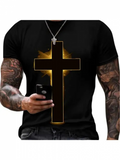 Men's T-Shirt Radiant Golden Glow With Bold Black Center Cross