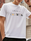 Men's T-Shirt Smile Playful Cartoon Cats Lined Up With Sweet Expressions Kitten