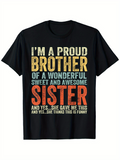 Men's T-Shirt Proud Brother With Wonderful Textured Graphic Design Sister