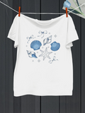Men's T-Shirt Ocean Breeze With Blue Shells And Starfish Surrounded By Dotted Sea Elements