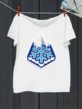 Men's T-Shirt Geometric Blue Snowflake Inside Mountain Shield Icon