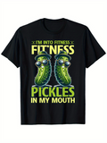 Men's T-Shirt Im Into Fitness Sunglasses Graphic With Two Pickles Wearing Headphones