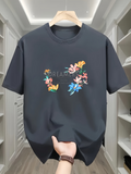 Men's T-Shirt Dream With Colorful Blossoms And Soaring Bluebird Surrounded By Floating Petals