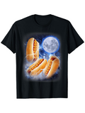Men's T-Shirt Glowing Full Moon With Lightning Over Hot Dogs