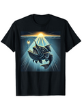 Men's T-Shirt Mystical Underwater Scene With Sunbeams And Luminous Deep Sea Anglerfish