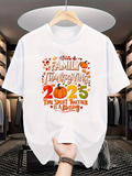 Men's T-Shirt Family Thanksgiving 2025 Autumn Leaves Pumpkins With Grateful Spirit Blessing Shirt