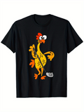 Men's T-Shirt Cartoon Style Yellow Chicken Holding A Silver Spatula Chicken