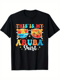 Men's T-Shirt This Is My Aruba Shirt Vibrant Tropical Sunset Reflected In Colorful Sunglasses