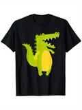 Men's T-Shirt Cheerful Green Cartoon Animal Standing Crocodile