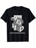 Men's T-Shirt Creative Problem Solving With 3D Block Letters Among Black Minimalist T Shirt