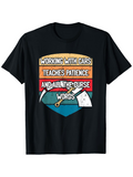 Men's T-Shirt Working With Cars Teaches Patience With Tools And Funny Colorful Shield Words