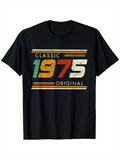 Men's T-Shirt Classic Original Vintage Stripes Featuring Bold Retro Numbers 1975