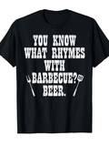 Men's T-Shirt You Know What Rhymes With Barbecue Beer With Grill Utensils On Black Tshirt