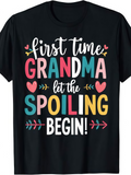 Men's T-Shirt First Time Grandma Let The Spoiling Begin Colorful Hand Drawn Pattern T Shirt