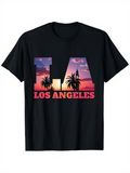 Men's T-Shirt LA Los Angeles Sunset Palms With Vibrant Skyline Silhouette T Shirt