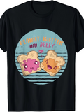Men's T-Shirt Peanut Butter And Jelly Kawaii Toast Smiling Faces With Striped Blue Circle
