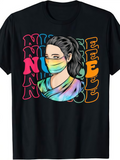 Men's T-Shirt Rainbow Medical Mask Woman Surrounded By Colorful Nurse Letters