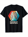 Men's T-Shirt Powered By Donated Parts Retro Hexagon With Anatomical Lungs Graphic
