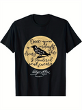 Men's T-Shirt Once Upon A Midnight Dreary Full Moon With Dark Raven Silhouette