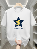 Men's T-Shirt Abstract Yellow Pattern On Blue Star With Letters SZSYSZMZ