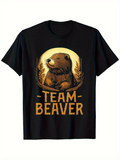 Men's T-Shirt Team Beaver Sitting Proudly Among Golden Grass Beaver