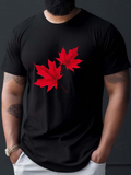 Men's T-Shirt Vivid Red Leaves Resting On Deep Black Maple