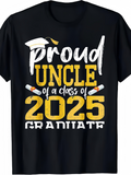 Men's T-Shirt Proud Uncle Of A Class Of 2025 Graduate With Diplomas And Graduation Cap